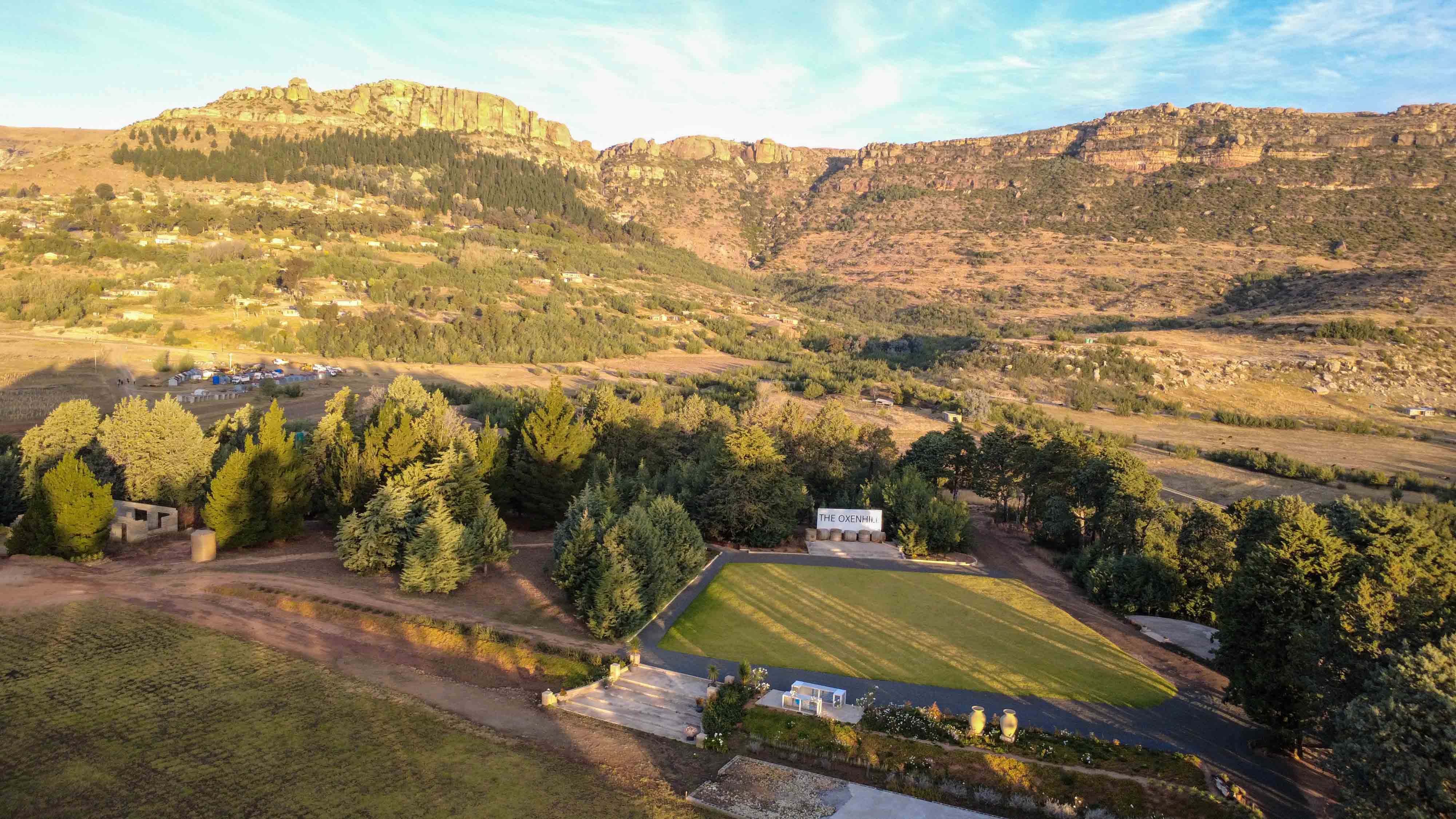 The Oxenhill gardens beneath the Royal Matsieng cliffs