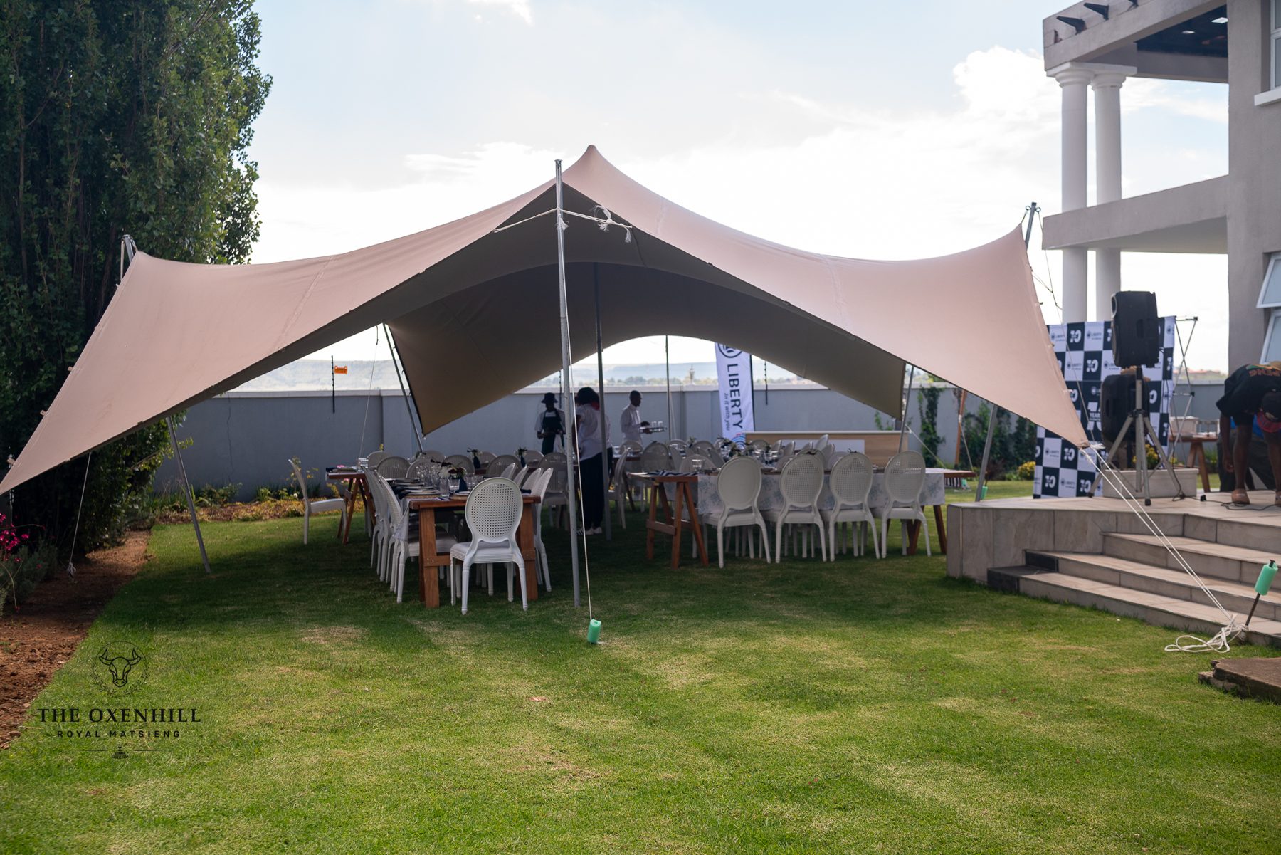 An outdoor marquee celebration at The Residence
