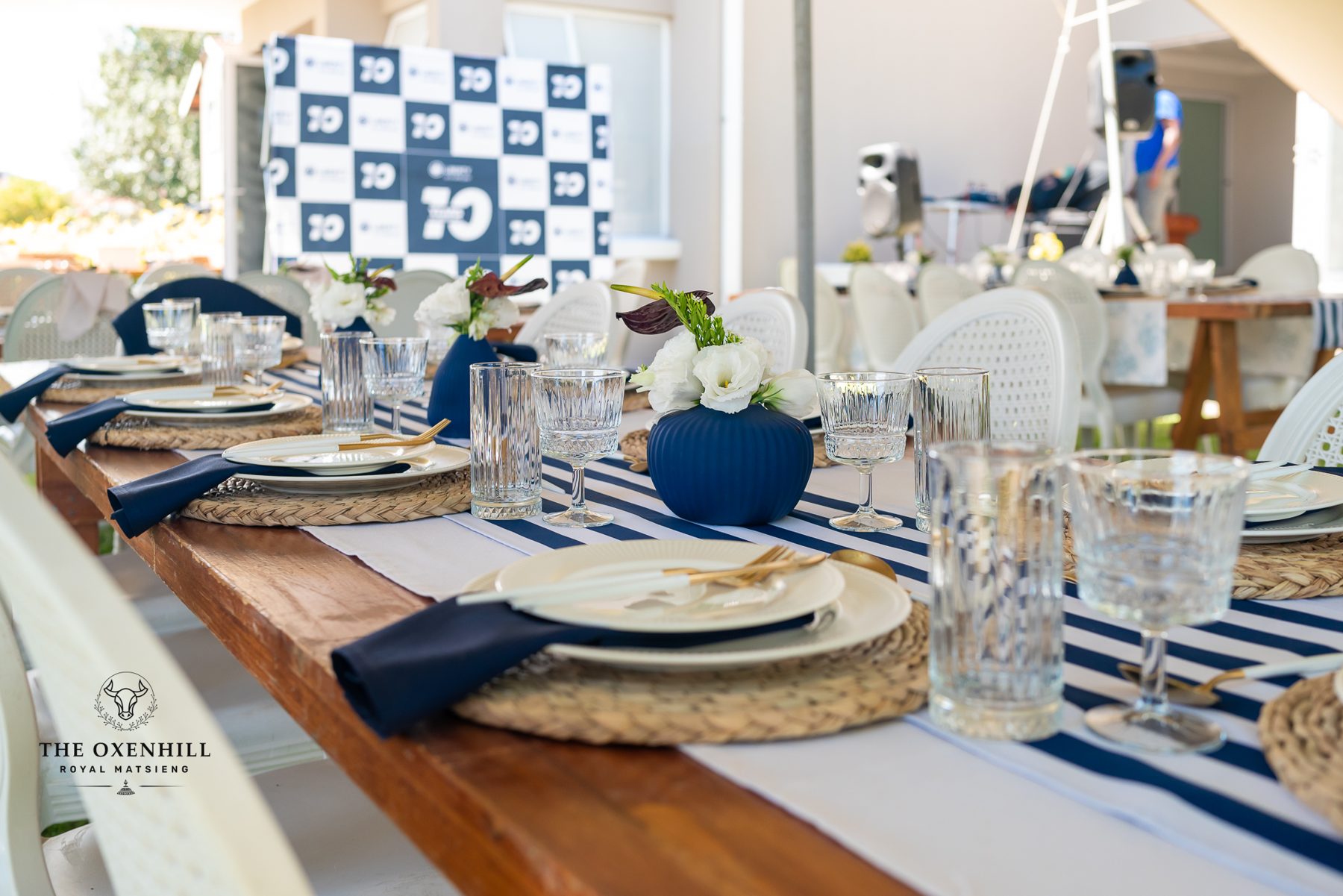 Tables prepared for a corporate gathering at The Residence